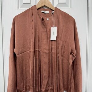 Vince Terracotta Pleated Blouse